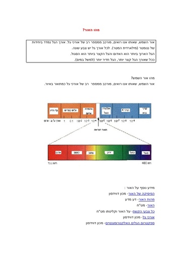 האור וקליטתו על ידי הצמח